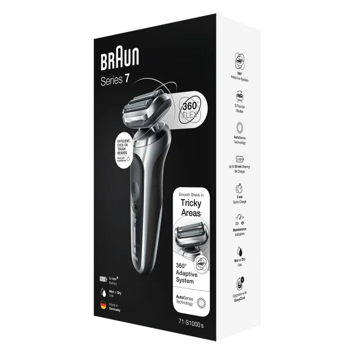 Braun Series 7 71-S1000s Wet & Dry Shaver with travel case, silver 4210201253358