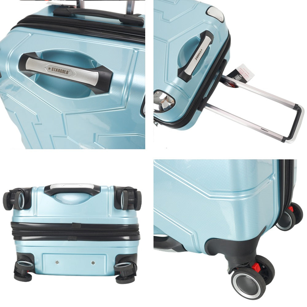 STARGOLD Luggage Trolley 3 PCS Set TPC Hardside 360° Rotational Wheels And TPC Lockable Travel Suitcase, SG-TPC42