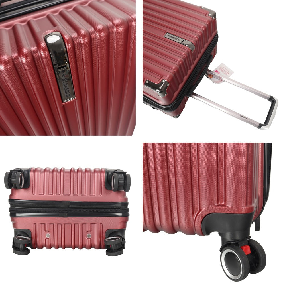 STARGOLD Luggage Trolley 3 PCS Set TPC Hardside 360° Rotational Wheels And TPC Lockable Travel Suitcase, SG-TPC43 Wine