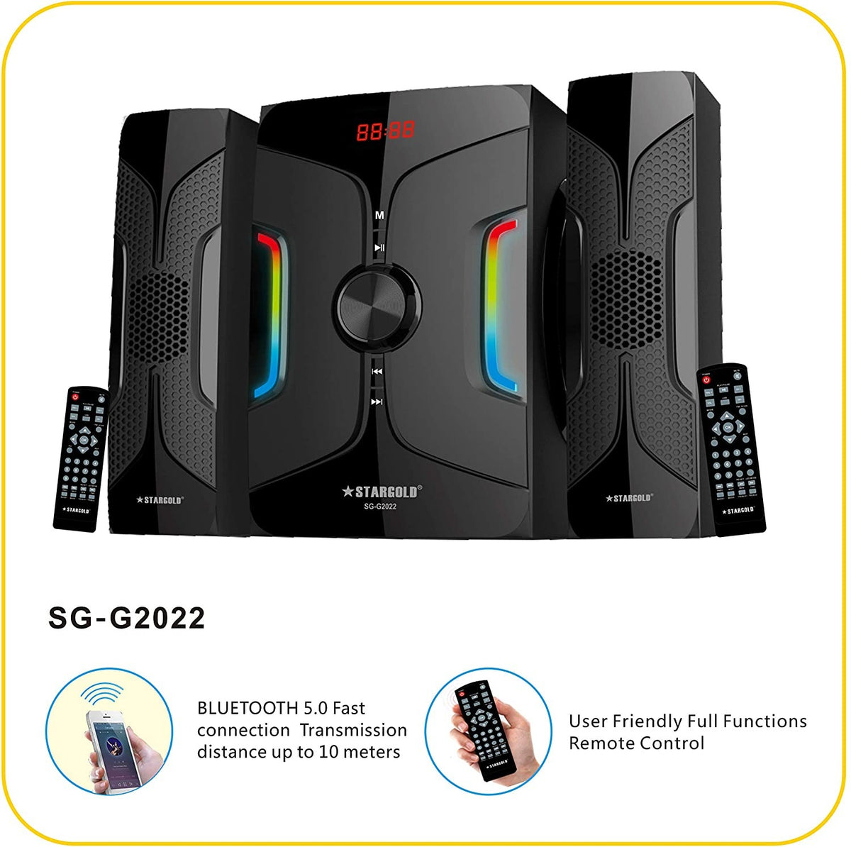 Stargold Remote Control 2.1 Channel Multimedia Speaker System SG-G2022
