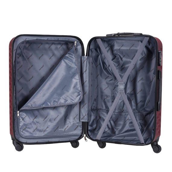 Viptour Lightweight 3 Piece ABS Hard Shell Trolley Luggage Set 20/24/28 Inches VT-A395 Burgundy