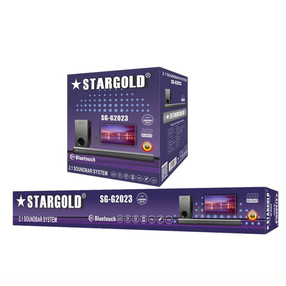STARGOLD Home Theater Speakers System Multimedia 2.1 Channel Speaker 70W Remote Control Via BT, USB, SD/MMC, SG-G2023 BLACK