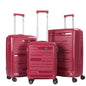 STARGOLD PP Hard Side Luggage Trolley Wine Red Set OF 3 Pieces Bag 360° Double Spinner Wheels With TSA Lock, SG-PP65