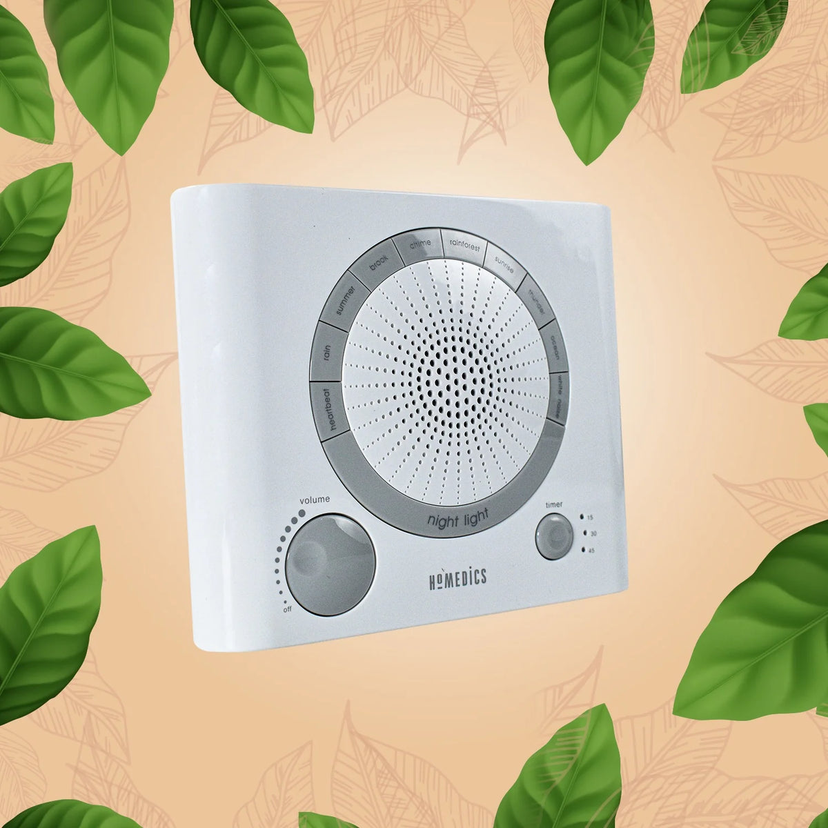 Sleep Therapy Sound Machine with 8 High-Fidelity Soothing Sounds for Sleep, Anxiety, Stress Relief, Battery or Adapter Power, 3 Auto-Off Timer Options