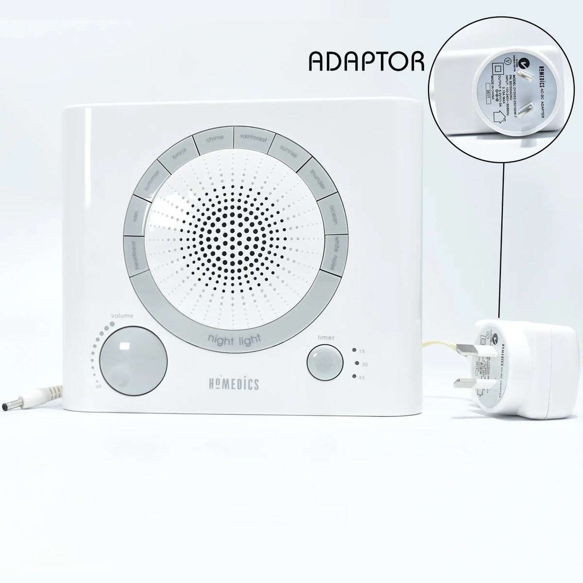 Sleep Therapy Sound Machine with 8 High-Fidelity Soothing Sounds for Sleep, Anxiety, Stress Relief, Battery or Adapter Power, 3 Auto-Off Timer Options