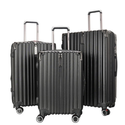 STARGOLD Luggage Trolley 3 PCS Set TPC Hardside 360° Rotational Wheels And TPC Lockable Travel Suitcase, SG-TPC43 Black