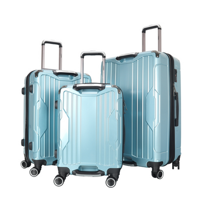 STARGOLD Luggage Trolley 3 PCS Set TPC Hardside 360° Rotational Wheels And TPC Lockable Travel Suitcase, SG-TPC40 Blue