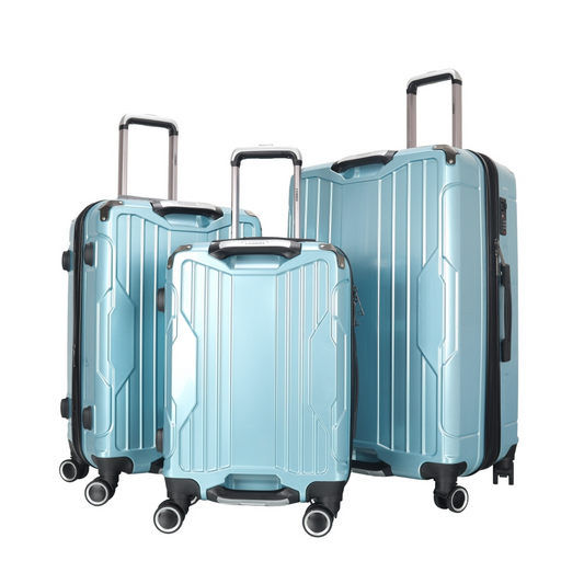 STARGOLD Luggage Trolley 3 PCS Set TPC Hardside 360° Rotational Wheels And TPC Lockable Travel Suitcase, SG-TPC40 Blue
