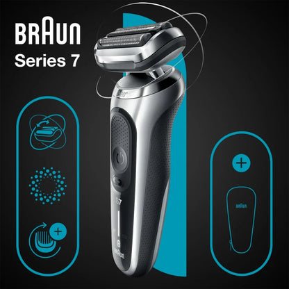 Braun Series 7 71-S1000s Wet & Dry Shaver with travel case, silver 4210201253358
