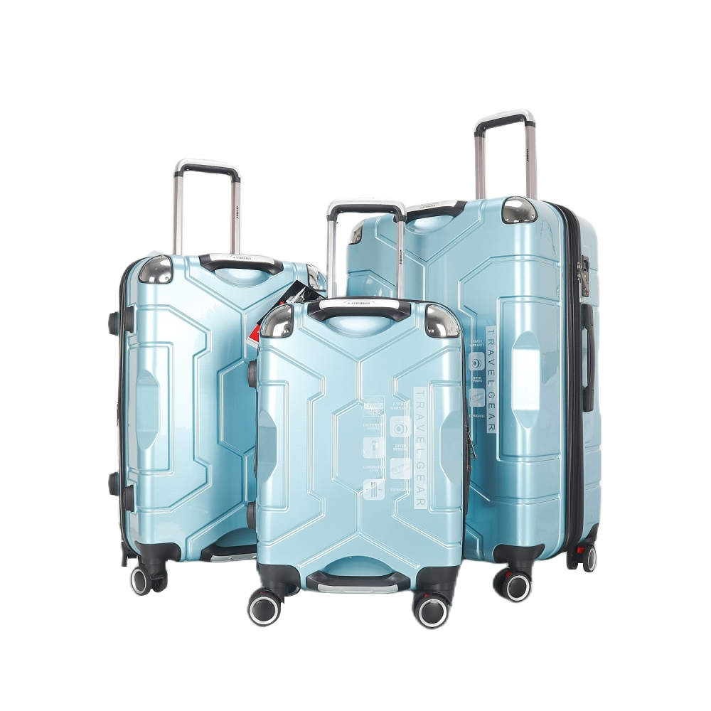 STARGOLD Luggage Trolley 3 PCS Set TPC Hardside 360° Rotational Wheels And TPC Lockable Travel Suitcase, SG-TPC42