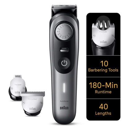 Braun Pro Beard Trimmer 9 BT9420 With ProBlade, ProWheel, Lock, 10 barbering tools, 180min runtime, Grey  4210201448433