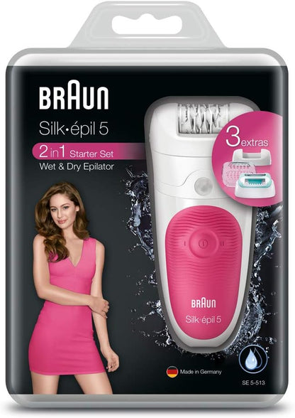 Braun Silk epil 5 SE 5-513 - Wet & Dry 2 in 1 Starter Set Cordless Epilator 4210201236368