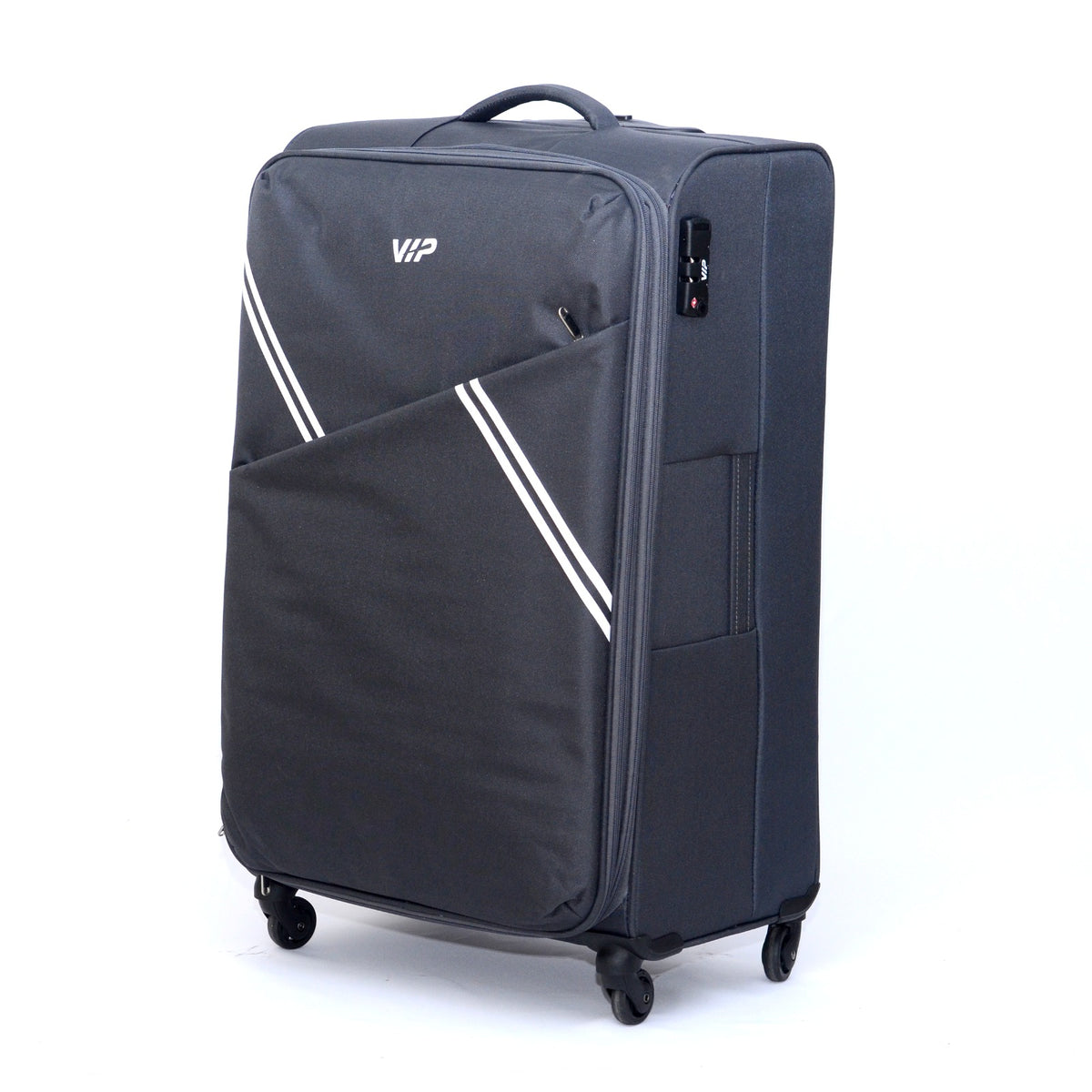 VIP VERONA 80cm 4 Wheel Expandable Large Soft Trolley Grey VERONA80GR