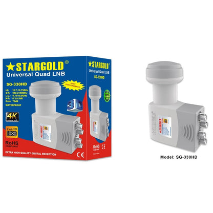 STARGOLD Universal High Efficiency 70dB Digital Satellite Dish KU-QUAD LNB For Satellite TV, SG-330HD