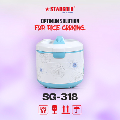 STARGOLD Rice Cooker 1.8 Liter Automatic 700W Multi Cooker 220-240V For Healthy Cooking White, SG-318