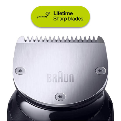 Braun Beard Trimmer 7 for Face and Hair, Black/Grey with precision dial, and Gillette Fusion5 ProGlide razor, BT7240  4210201281245