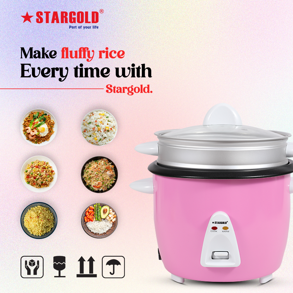 STARGOLD Rice Cooker 1.8 Liter Automatic 700W Multi Cooker 220-240V For Healthy Cooking White, SG-317