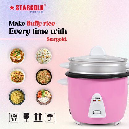 STARGOLD Rice Cooker 1.8 Liter Automatic 700W Multi Cooker 220-240V For Healthy Cooking White, SG-317