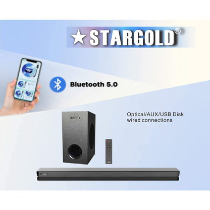 STARGOLD Home Theater Speakers System Multimedia 2.1 Channel Speaker 70W Remote Control Via BT, USB, SD/MMC, SG-G2023 BLACK