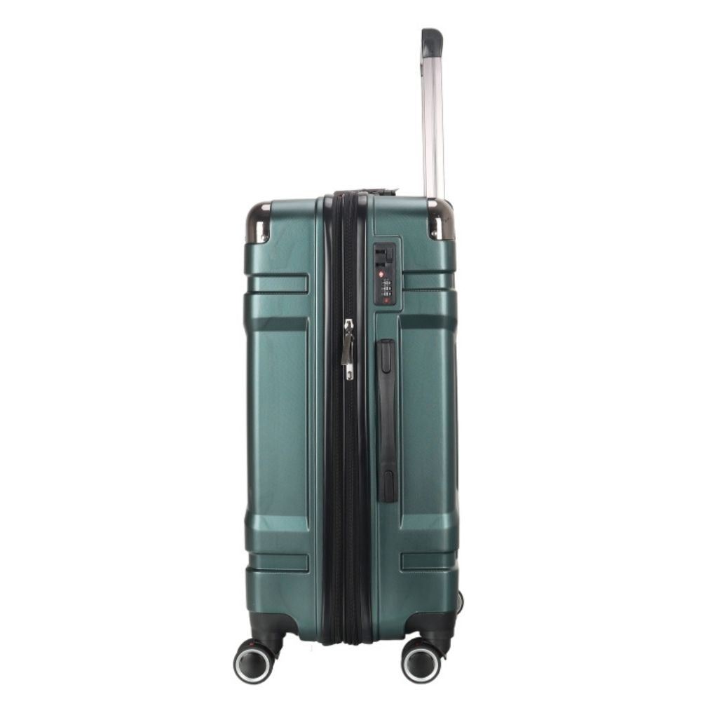 STARGOLD Luggage Trolley 3 PCS Set TPC Hardside 360° Rotational Wheels And TPC Lockable Travel Suitcase, SG-TPC44 Dark Green