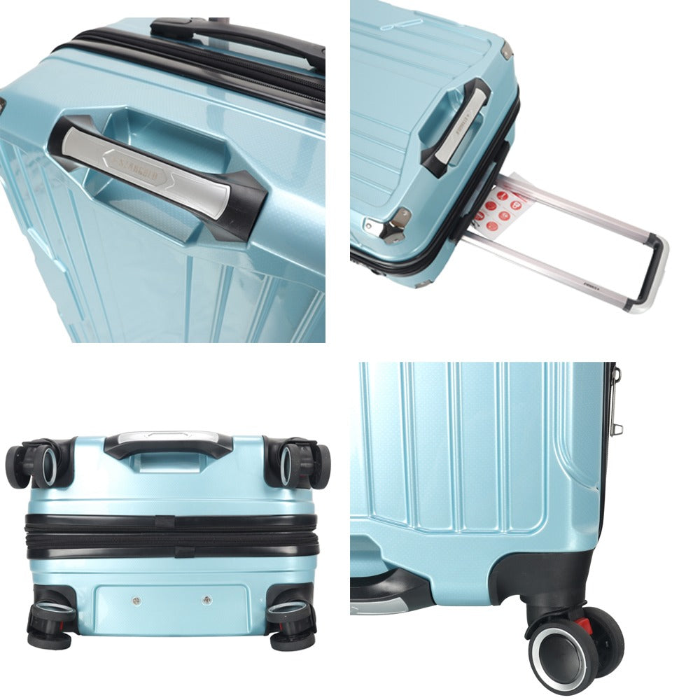 STARGOLD Luggage Trolley 3 PCS Set TPC Hardside 360° Rotational Wheels And TPC Lockable Travel Suitcase, SG-TPC40 Blue