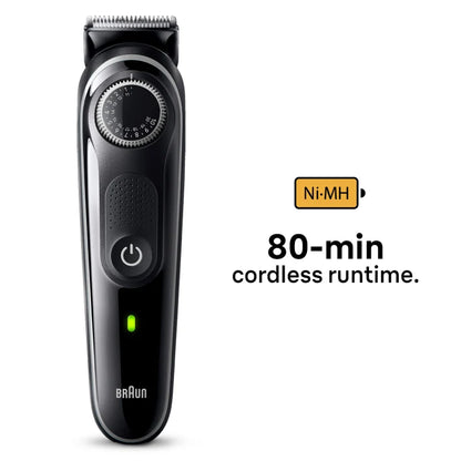 Braun Beard Trimmer 3 BT3440 With Precision Wheel, 4 styling tools, 80min runtime, Grey 4210201447931
