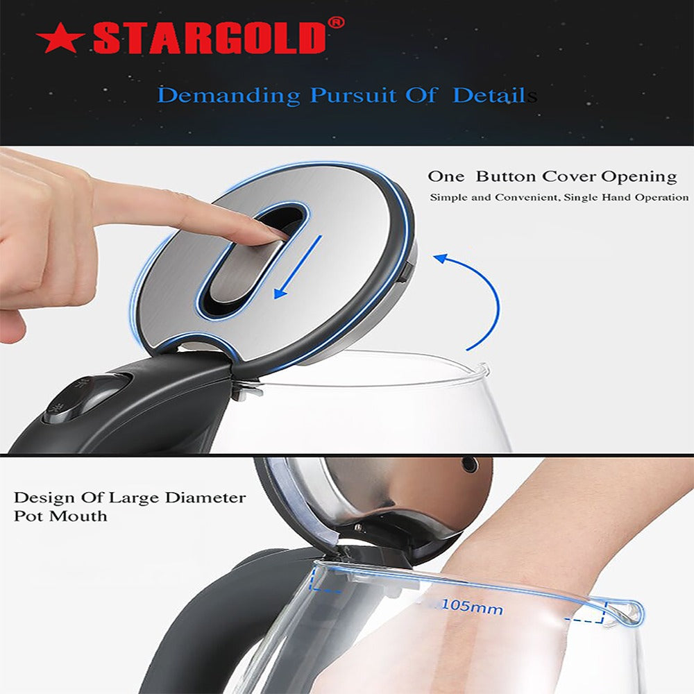 STARGOLD High Quality 1.8 Liter Glass Body Electric Kettle With LED Glow Indicator SG-1451