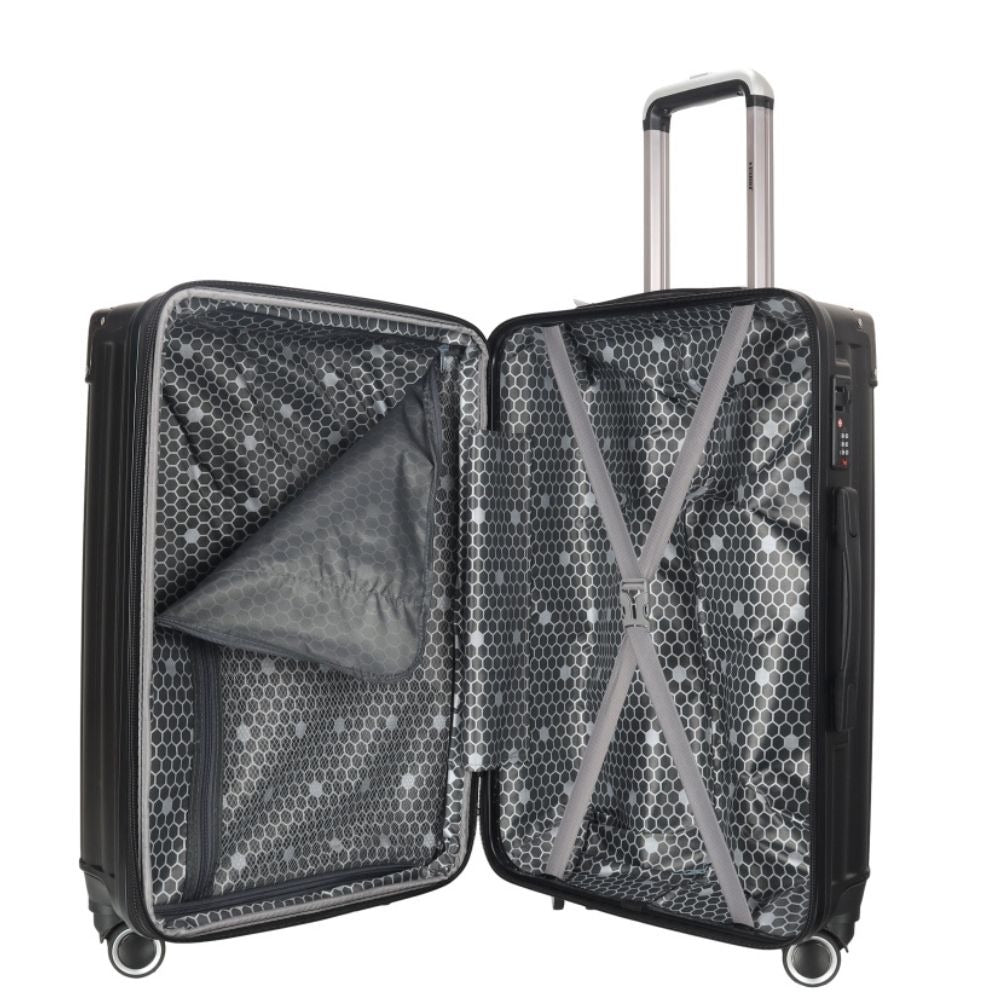 STARGOLD Luggage Trolley 3 PCS Set TPC Hardside 360° Rotational Wheels And TPC Lockable Travel Suitcase, SG-TPC43 Black