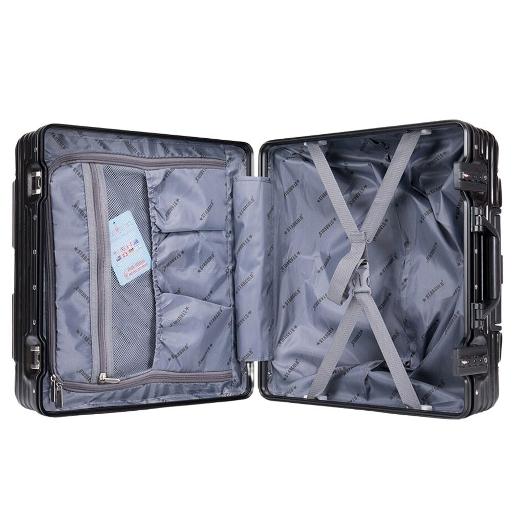 STARGOLD Luggage Trolley TPC Hardside Suitcase 360° Rotating Wheels And TSA Lock Travel Luggage, SG-TPC38 Black