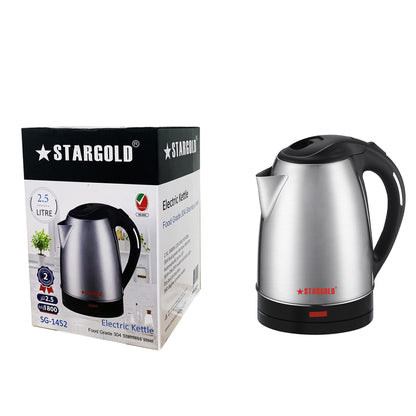 STARGOLD Kettle 2.5-Litre With Automatic Turn-Off Electric Kettle 1800W High-Grade 304 Stainless Steel, SG-1452 SILVER