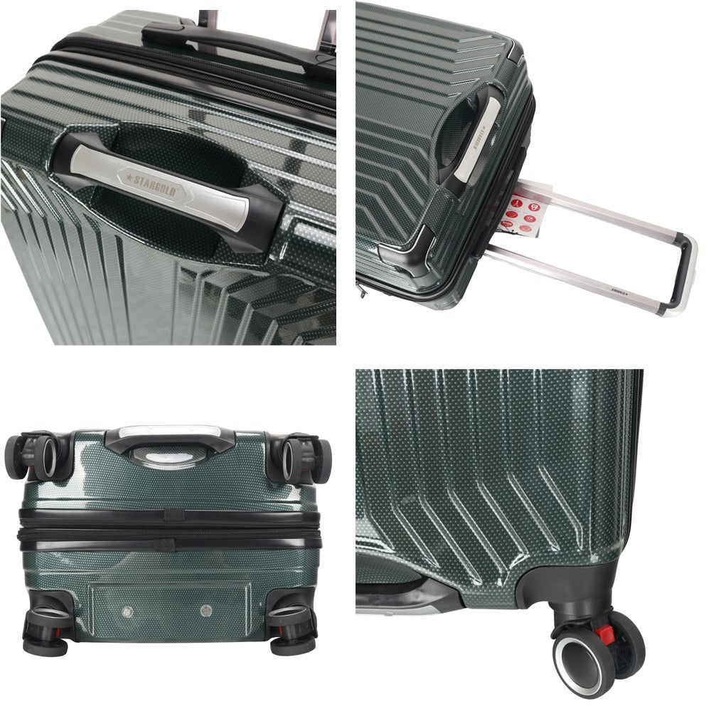 STARGOLD Luggage Trolley 3 PCS Set TPC Hardside 360° Rotational Wheels And TPC Lockable Travel Suitcase, SG-TPC41