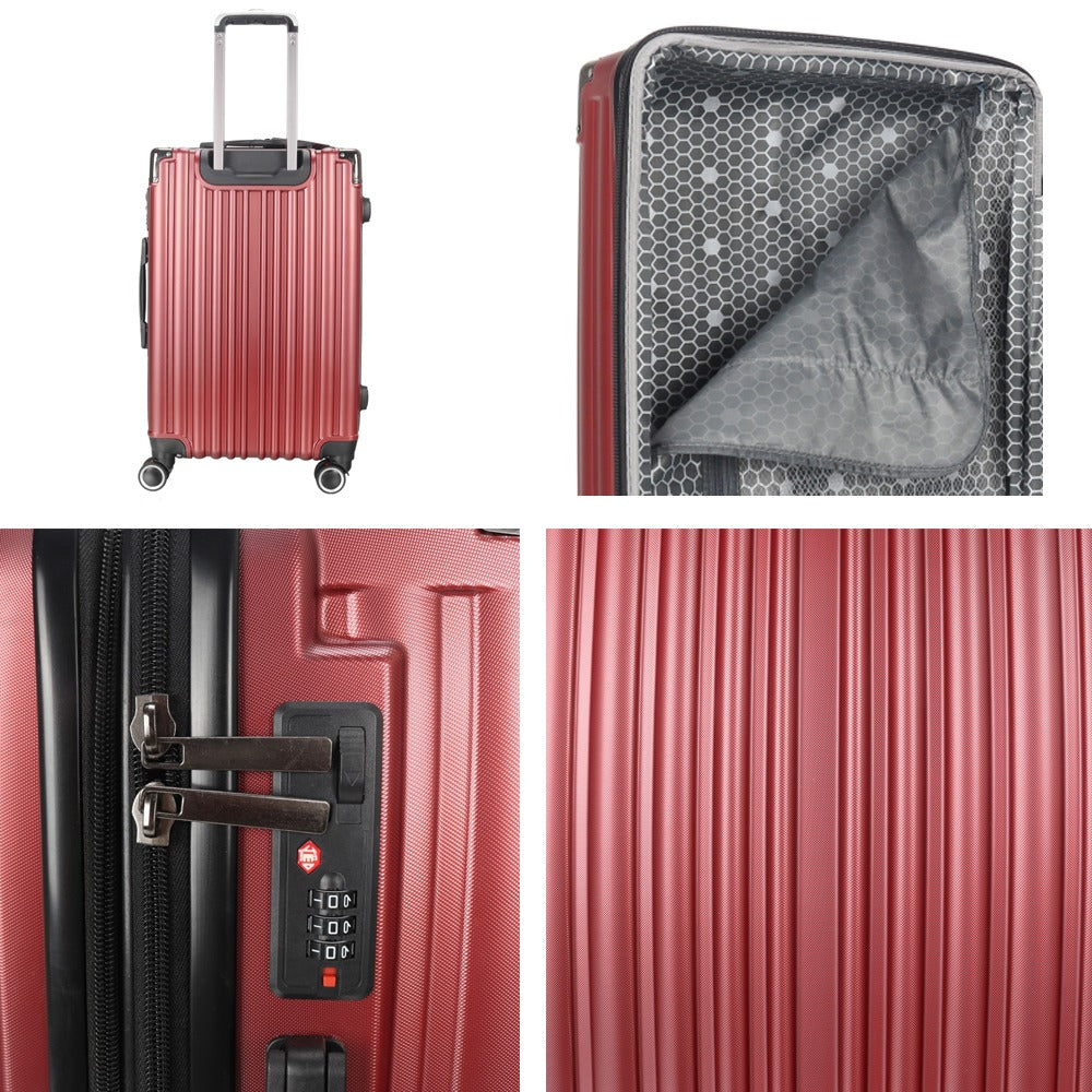 STARGOLD Luggage Trolley 3 PCS Set TPC Hardside 360° Rotational Wheels And TPC Lockable Travel Suitcase, SG-TPC43 Wine