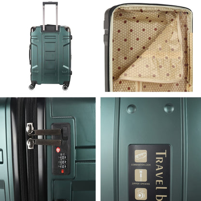 STARGOLD Luggage Trolley 3 PCS Set TPC Hardside 360° Rotational Wheels And TPC Lockable Travel Suitcase, SG-TPC44 Dark Green