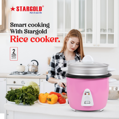STARGOLD Rice Cooker 1.8 Liter Automatic 700W Multi Cooker 220-240V For Healthy Cooking White, SG-317