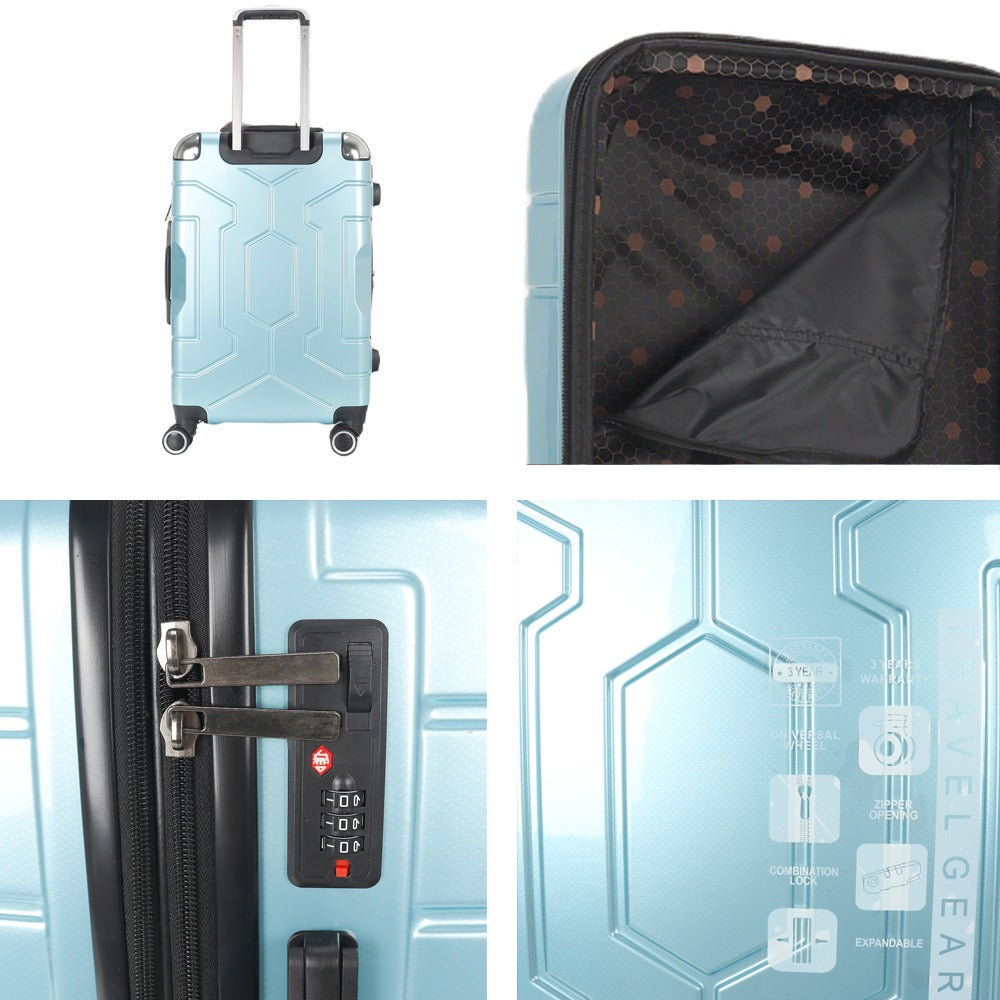 STARGOLD Luggage Trolley 3 PCS Set TPC Hardside 360° Rotational Wheels And TPC Lockable Travel Suitcase, SG-TPC42