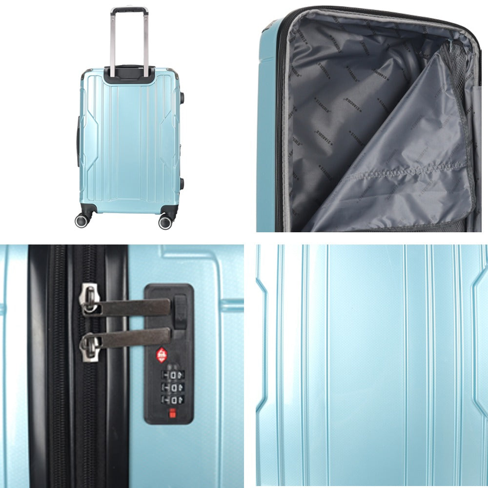 STARGOLD Luggage Trolley 3 PCS Set TPC Hardside 360° Rotational Wheels And TPC Lockable Travel Suitcase, SG-TPC40 Blue