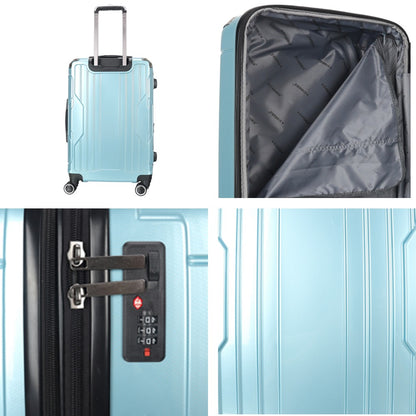 STARGOLD Luggage Trolley 3 PCS Set TPC Hardside 360° Rotational Wheels And TPC Lockable Travel Suitcase, SG-TPC40 Blue