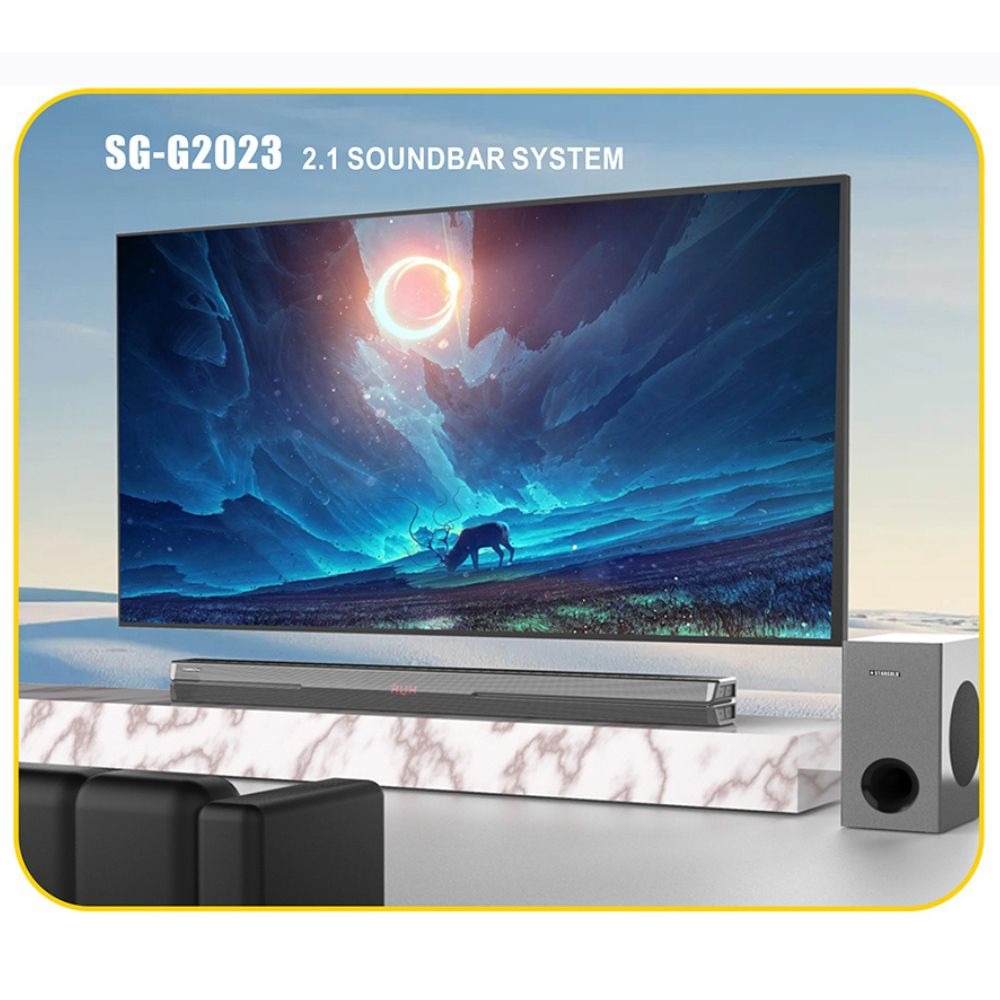 STARGOLD Home Theater Speakers System Multimedia 2.1 Channel Speaker 70W Remote Control Via BT, USB, SD/MMC, SG-G2023 BLACK