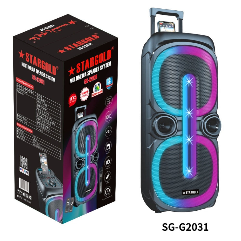 STARGOLD Multimedia Speaker 60W Remote Control Via BT, USB, SD/MMC, SG-G2031 BLACK