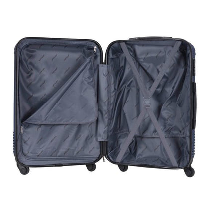 Viptour Unisex Hardside Expandable 3 Piece ABS Trolley Luggage Set 20/24/28 Inch VT-A396 Dark Blue