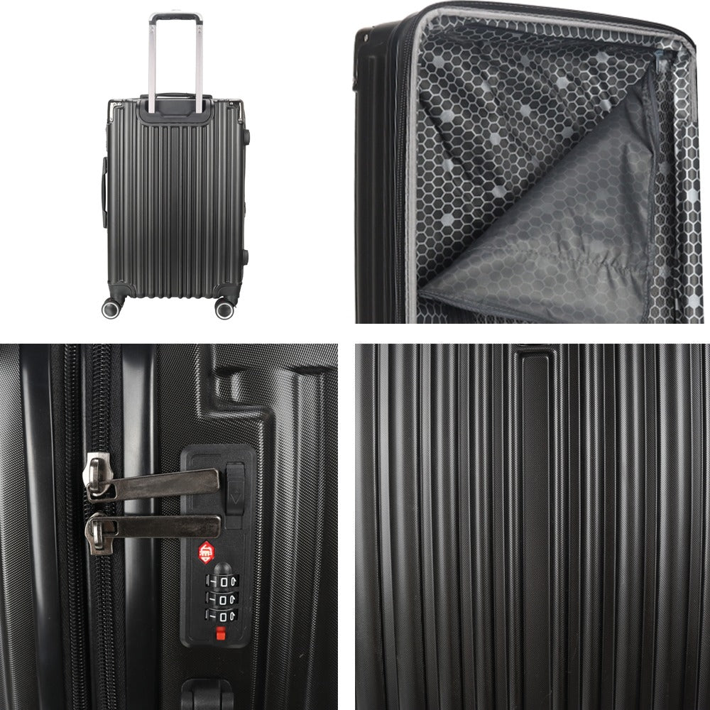 STARGOLD Luggage Trolley 3 PCS Set TPC Hardside 360° Rotational Wheels And TPC Lockable Travel Suitcase, SG-TPC43 Black