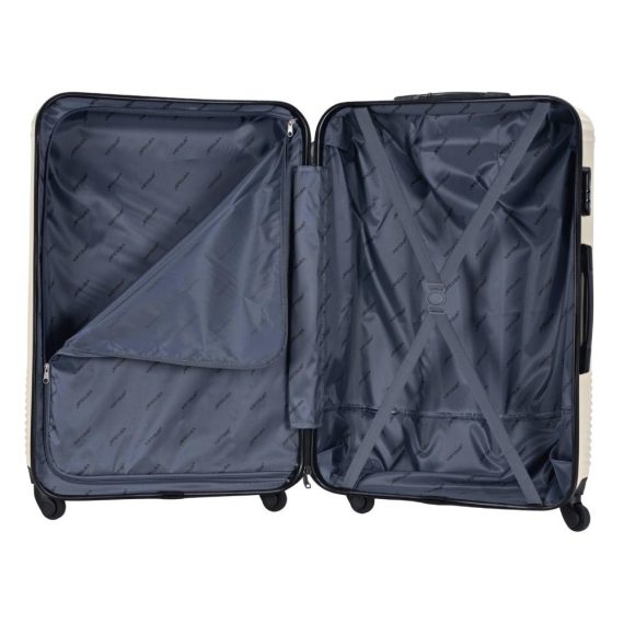Viptour Unisex Hardside Expandable 3 Piece ABS Trolley Luggage Set 20/24/28 Inch VT-A396 Off White