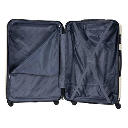 Viptour Unisex Hardside Expandable 3 Piece ABS Trolley Luggage Set 20/24/28 Inch VT-A396 Off White