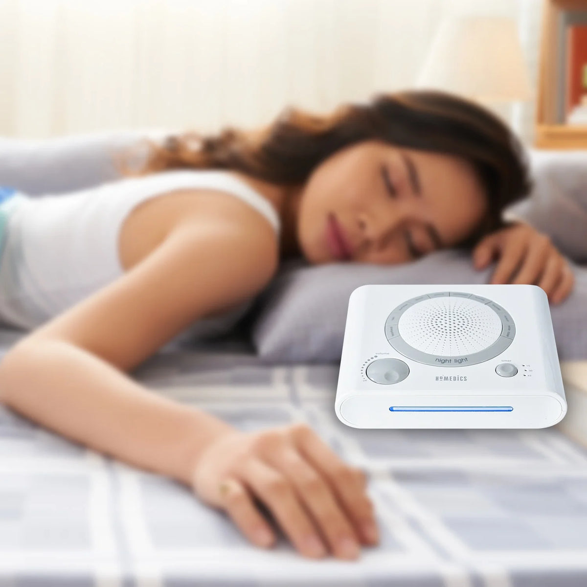 Sleep Therapy Sound Machine with 8 High-Fidelity Soothing Sounds for Sleep, Anxiety, Stress Relief, Battery or Adapter Power, 3 Auto-Off Timer Options