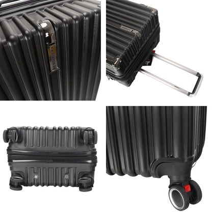STARGOLD Luggage Trolley 3 PCS Set TPC Hardside 360° Rotational Wheels And TPC Lockable Travel Suitcase, SG-TPC43 Black