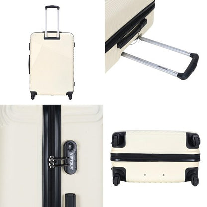 Viptour Unisex Hardside Expandable 3 Piece ABS Trolley Luggage Set 20/24/28 Inch VT-A396 Off White