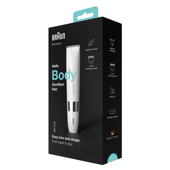 Braun Body Mini Trimmer BS1000 Wet & Dry with trimming comb, white 4210201330073