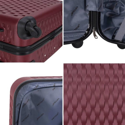 Viptour Lightweight 3 Piece ABS Hard Shell Trolley Luggage Set 20/24/28 Inches VT-A395 Burgundy