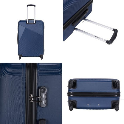 Viptour Unisex Hardside Expandable 3 Piece ABS Trolley Luggage Set 20/24/28 Inch VT-A396 Dark Blue