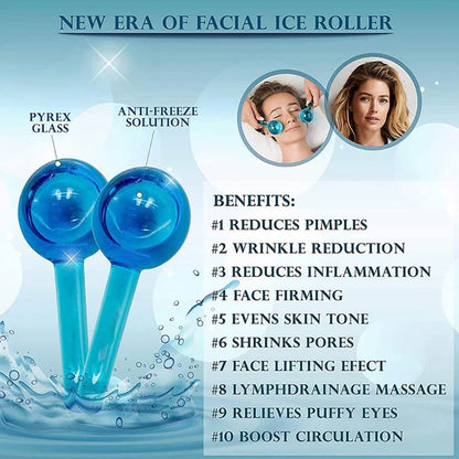 Ice Ball Facial Massager Face Roller and Crystal Eye Massager